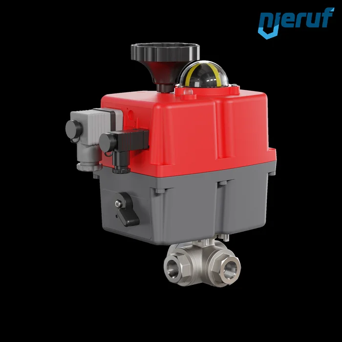 3 Wege Kugelhahn elektrisch 24-240V DN10 – 3/8″ Zoll Edelstahl reduzierter Durchgang mit T-Bohrung