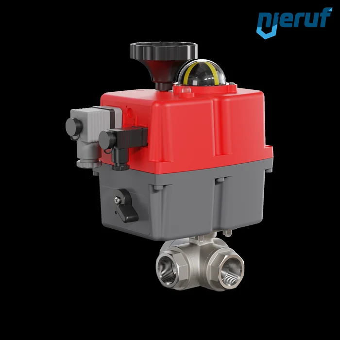 3 Wege Kugelhahn elektrisch 24-240V DN20 – 3/4″ Zoll Edelstahl reduzierter Durchgang mit T-Bohrung