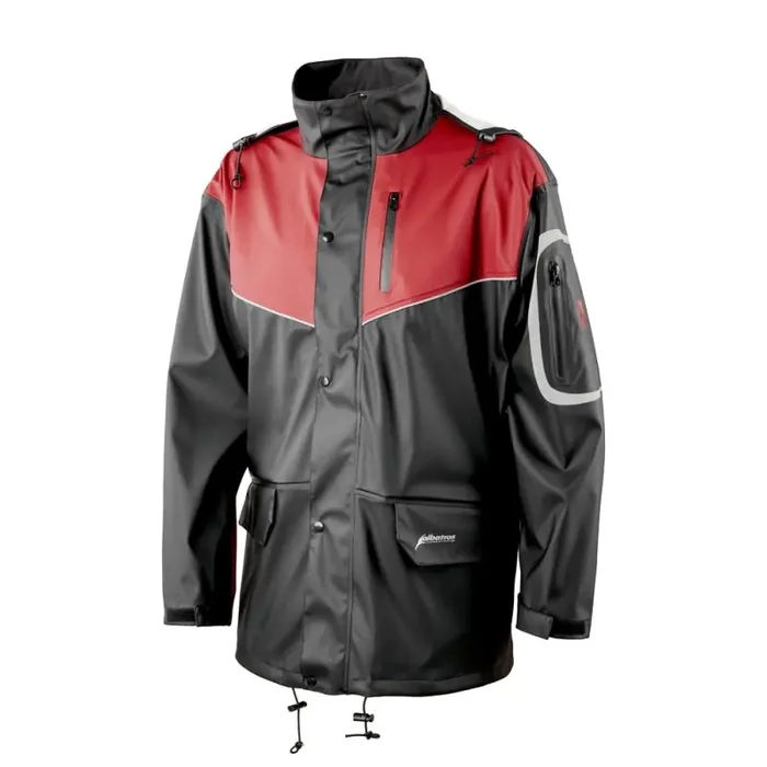 albatros CLIMATE JKT PU-Stretch-Regenjacke schwarz/rot Gr. 3XL