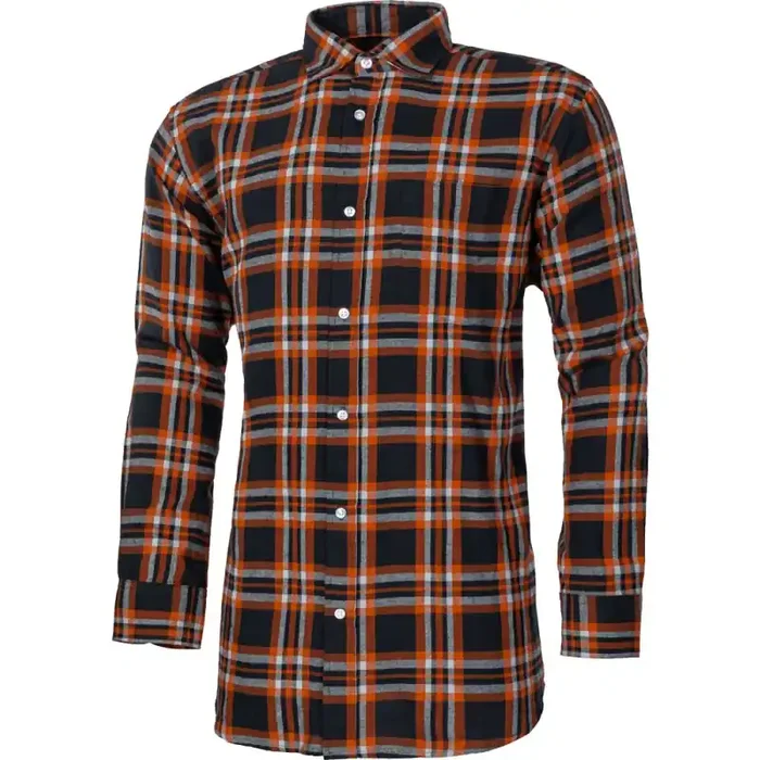 albatros COPPER Webflanell-Hemd kariert schwarz/orange Gr. 43/44