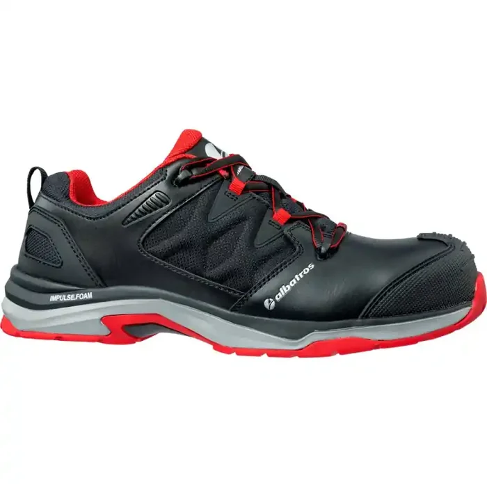 albatros ULTRATRAIL BLACK LOW robuster Sicherheitsschuh S3 schwarz/rot Gr. 36