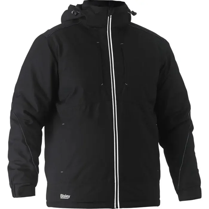 Bisley Berufsjacke HEAVY DUTY DOBBY gefüttert wasserdicht mit Kapuze schwarz S
