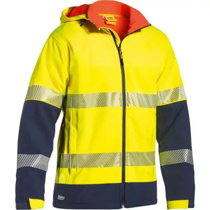 Bisley Warnschutz-Kapuzenjacke HI VIS RIPSTOP gefütterte Regenjacke gelb/navy M