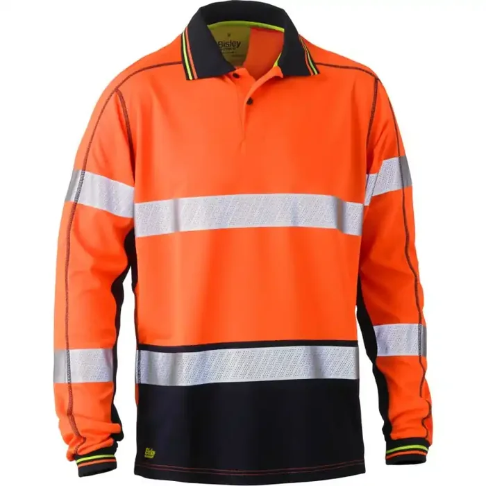 Bisley Warnschutz-Langarmshirt HI VIS LONG SLEEVE POLO Arbeitsshirt orange M