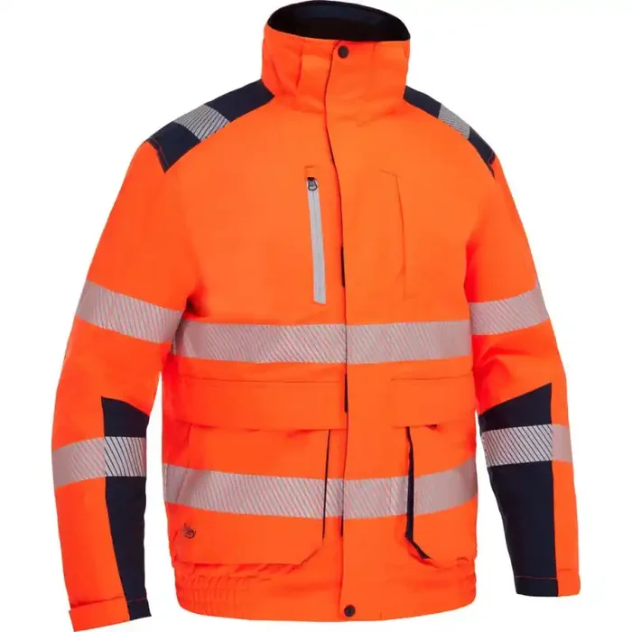 Bisley Warnschutzjacke HI VIS ERIC wasserdicht mit abnehmbarer Kapuze orange S