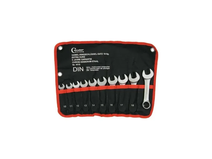 CONDOR Ringmaulschlüsselsatz „4410“ Matt verchromt in Rolltasche