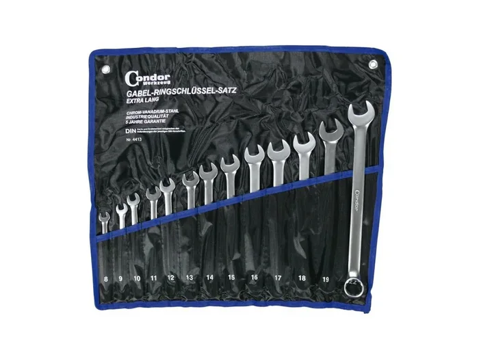 CONDOR Ringmaulschlüsselsatz „4413“ Extra lang, Ch in Rolltasche