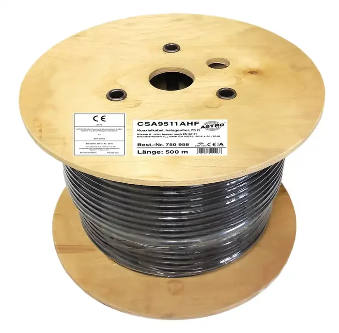 CSA 9511A HF/500 HF Koaxialkabel, halogenfrei 3-fach geschirmt, Class A, 500 m Trommel