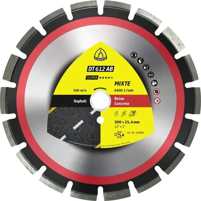 Diamantgroßtrennscheibe DT 612 AB Supra für Asphalt Beton Weitverzahnung 500 x 3,7 x 25,4 mm