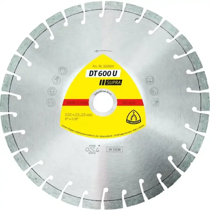Diamanttrennscheibe DT 600 U Supra für Beton Kalksandstein Kurzverzahnung 100 x 2,4 x 16 mm