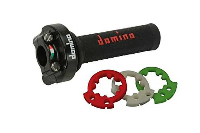DOMINO Gasgriffarmatur „XM2“, Street Racing XM2 Moto2, Kurzhub-Gasgriff mit 3 wechselbaren Excenterscheiben für untersch