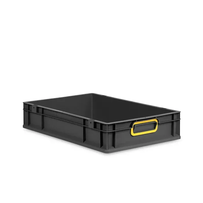 Eurobox NextGen 2.0 Cycle anthrazit geschlossene Griffmulden mit Farbring gelb – 600x400x120mm