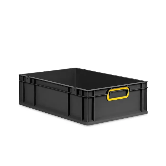 Eurobox NextGen 2.0 Cycle anthrazit geschlossene Griffmulden mit Farbring gelb – 600x400x170mm