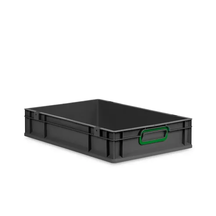 Eurobox NextGen 2.0 Cycle anthrazit geschlossene Griffmulden mit Farbring grün – 600x400x120mm