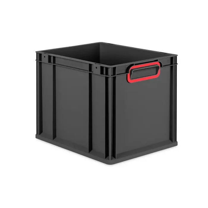 Eurobox NextGen 2.0 Cycle anthrazit geschlossene Griffmulden mit Farbring rot – 400x300x320mm