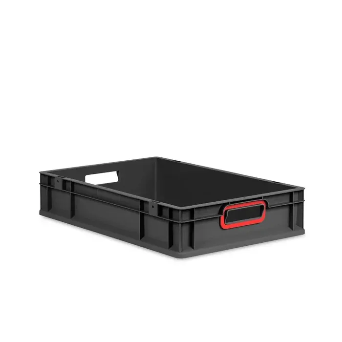 Eurobox NextGen 2.0 Cycle anthrazit offene Griffmulden mit Farbring rot – 600x400x120mm