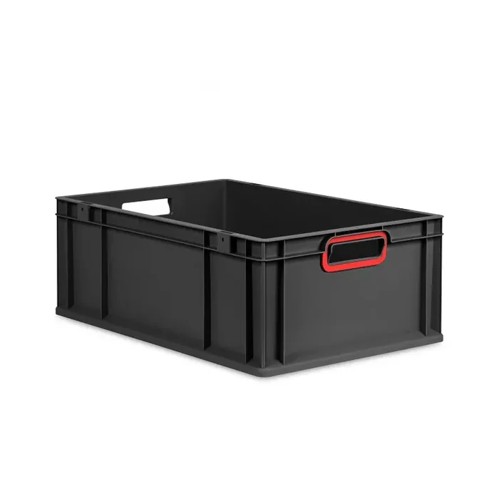 Eurobox NextGen 2.0 Cycle anthrazit offene Griffmulden mit Farbring rot – 600x400x220mm