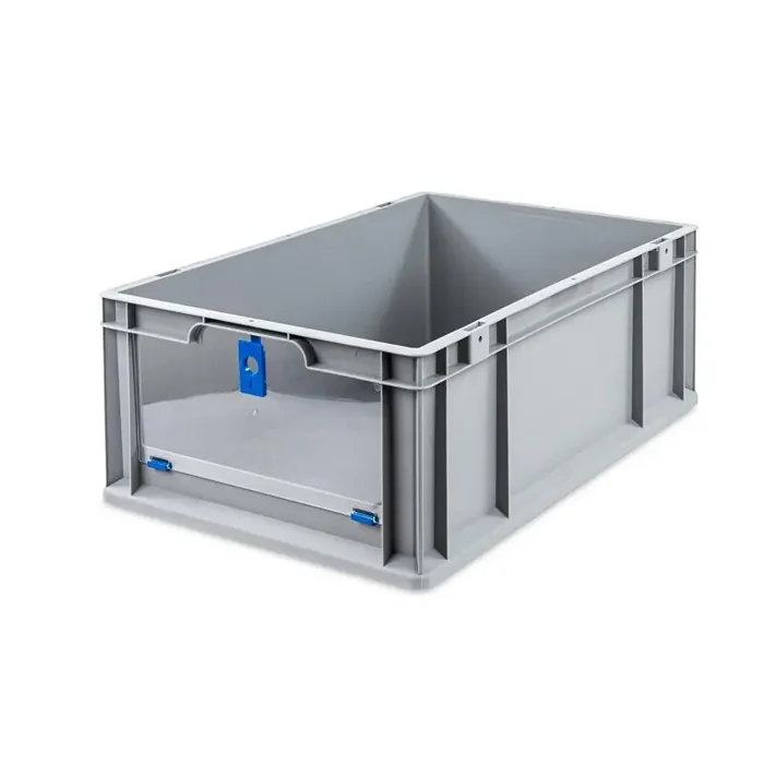 Eurobox NextGen Insight Cover 600x400x220mm mit 120mm hohen Frontöffnung und Abdeckung – Verschluss blau