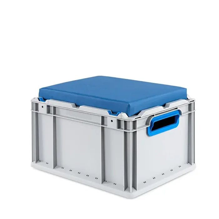 Eurobox NextGen Seatbox mit Sitzkissen und offenen Griffen – 400x300x265mm – Blau