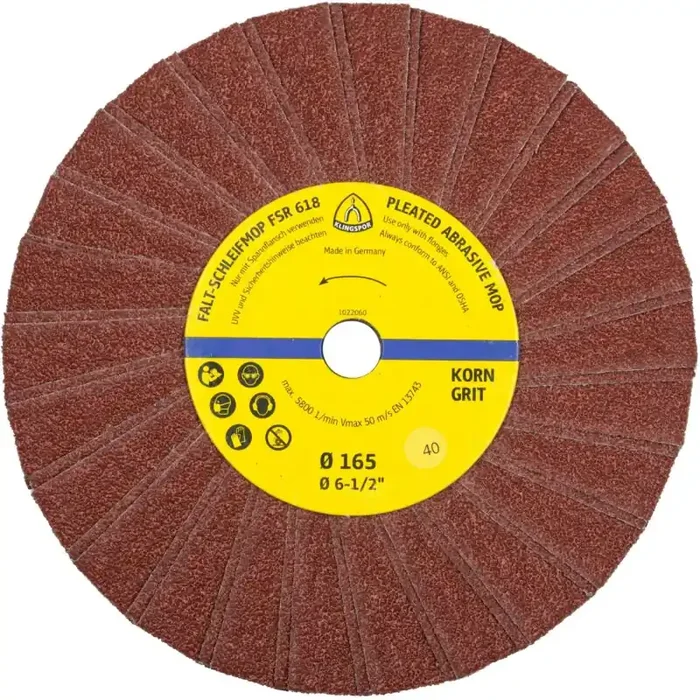 Faltschleifmoprad FSR 618 einreihig 2 Lamellen für Metall universal 165 x 14 mm Körnung 150