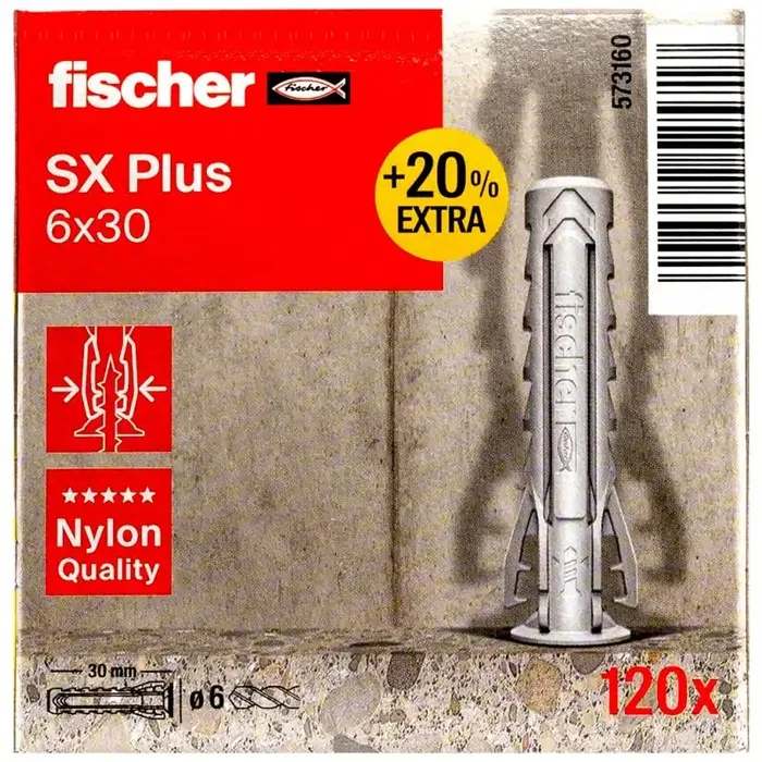fischer Aktionsbox Spreizdübel SX Plus mit Fixierflügeln für Voll- und Lochstein