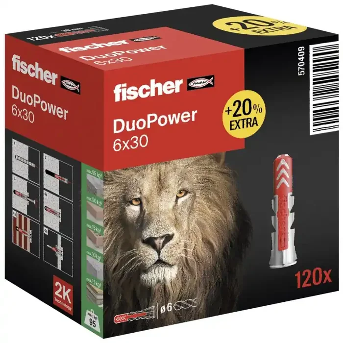 fischer DuoPower Löwen-Aktionsbox 2-Komponenten-Universaldübel 6×30 oder 8×40