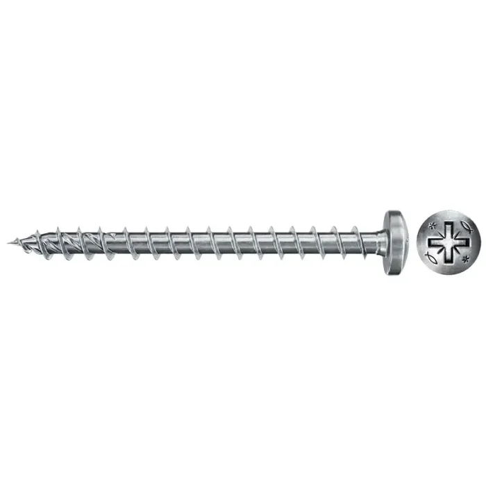 fischer Holzschraube PowerFast II Vollgewinde Halbrundkopf PZ2 blau verzinkt 4 x 45 mm – 200 Stück
