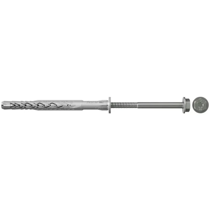 fischer Langschaftdübel SXRL FUS nicht rostender Stahl Sechskantschraube mit U-Scheibe 10 x 160 mm – 50 Stück