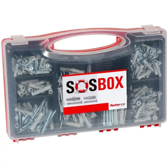 fischer SOS-Box Dübelsortiment Dübelkoffer mit Spreizdübel S und FU und Schraube