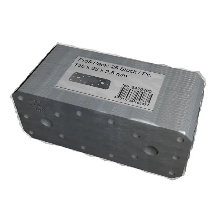 Flachverbinder Lochplatte Holzverbinder 200 x 75 x 2 mm verzinkt 25er-Profi-Pack