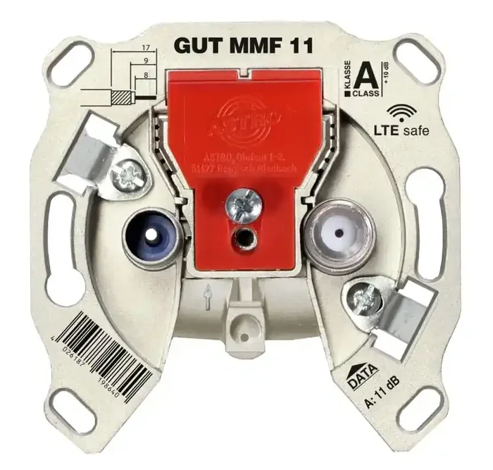 GUT MMF 11 BK-Modem-Durchgangsdose, 5 – 1800 MHz, mit F-Anschluss, VFKD zertifiziert