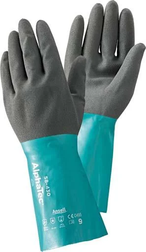 Handsch. AlphaTec 58-435,Nitril, grün/grau, Gr. 7