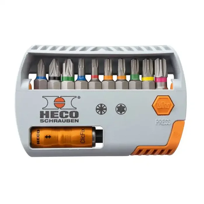 HECO-Bit-Selector mit Bithalter für HECO- und Pozi-Drive Schrauben 11-tlg.