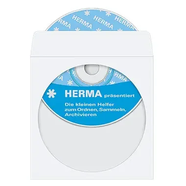 HERMA CD/DVD Hülle 1140 12,4×12,4cm weiß 100 St./Pack.