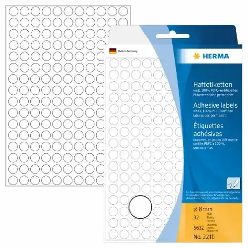 HERMA Markierungspunkte, Durchmesser 8 mm, weiß,