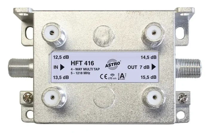HFT 416 Abzweiger 4-fach Durchgangsdämpfung 6,8 dB, 5 – 1200 MHz, VFKD zertifiziert