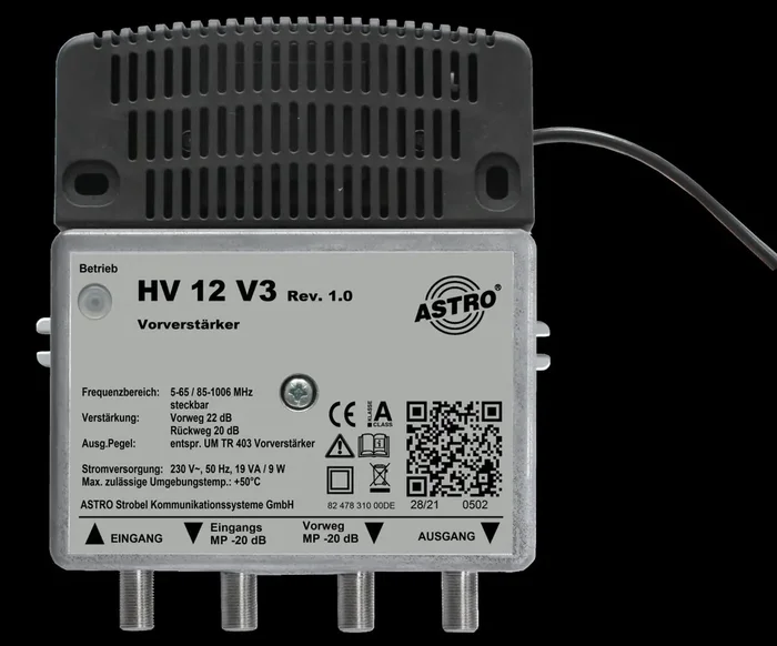 HV 12 V3 Breitbandvorverstärker mit 65 MHz Rückweg