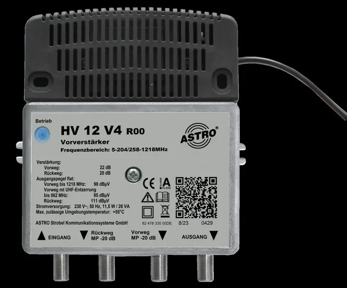 HV 12 V4 Breitbandvorverstärker mit 204 MHz Rückweg