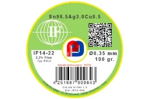 Interflux IF 14-22 – Sn96.5Ag3.0Cu0.5 – 0.35 mm ø – 100 gr