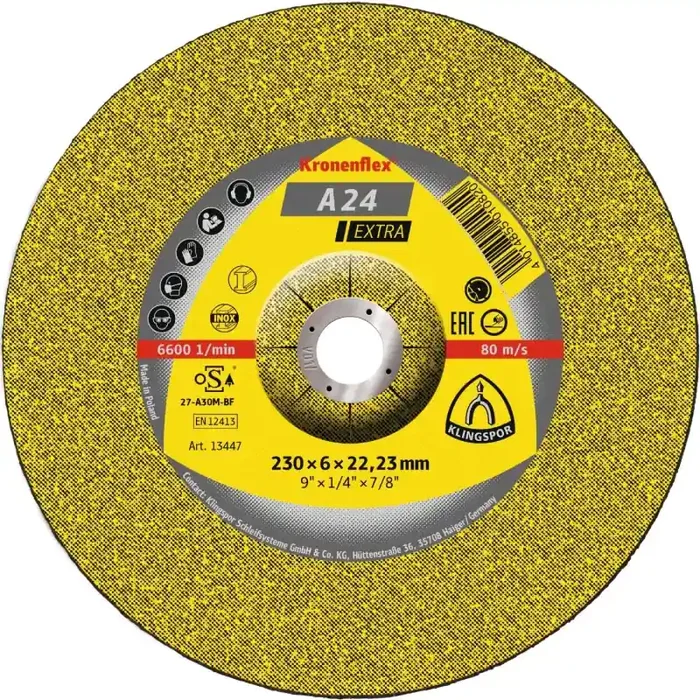 Kronenflex® Schruppscheiben A 24 EX gekröpft Metall universal 230 x 6 x 22,23 mm – 1 Stück
