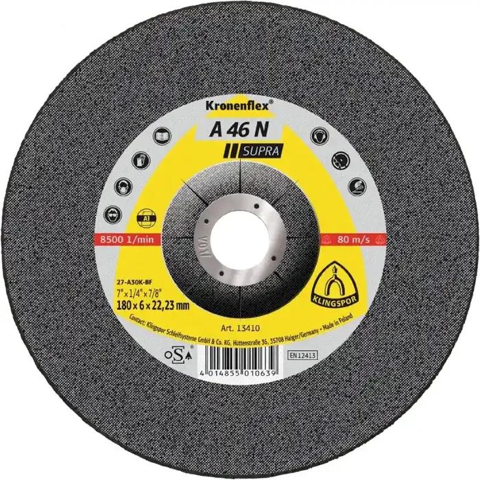 Kronenflex® Schruppscheiben A 46 N gekröpft für Aluminium 180 x 6 x 22,23 mm