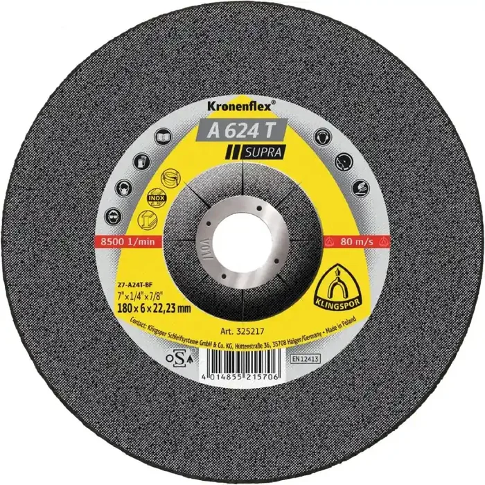 Kronenflex® Schruppscheiben A 624 T gekröpft für Stahl Edelstahl Guss 230 x 6 x 22,23 mm