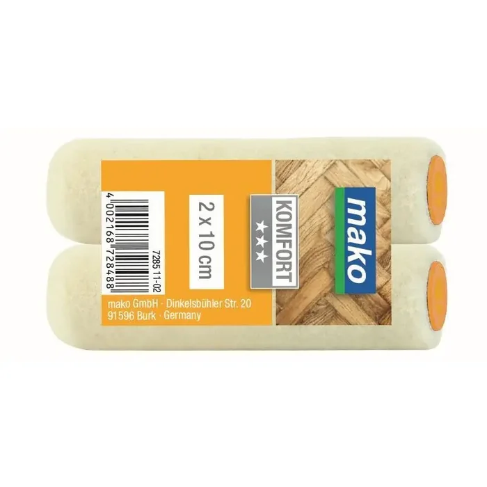 Lack und Versiegelungs-Ersatzwalze KOMFORT Velour für zähflüssige Lacke – 10 cm – 2er-Pack