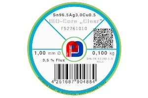 Lötdraht ISO-Core Clear Sn96.5Ag3Cu0.5 – Ø 1.00 mm – 100 gr