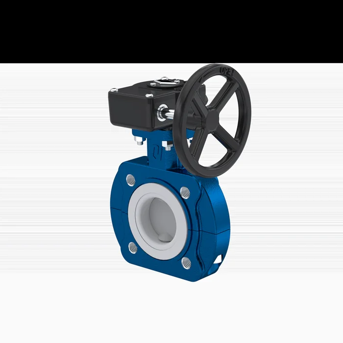 PFA-Absperrklappe PTFE AK10 DN25 ANSI150 Handradgetriebe EPDM Einlage