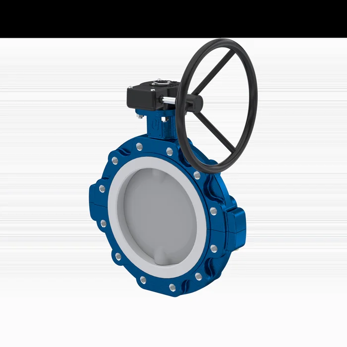 PFA-Absperrklappe PTFE AK10 DN300 PN10 Handradgetriebe EPDM Einlage