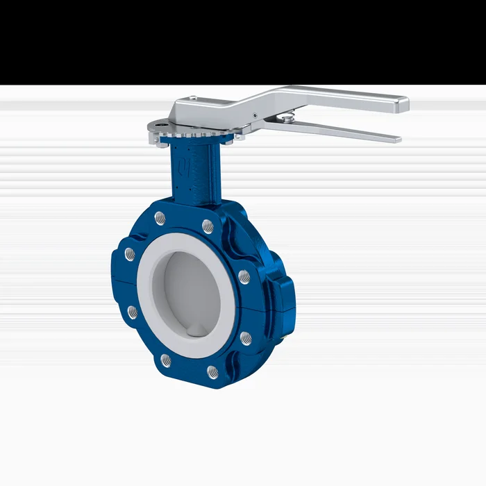 PFA-Absperrklappe PTFE AK10 DN80 PN10-PN16 Rasthebel Silikon Einlage