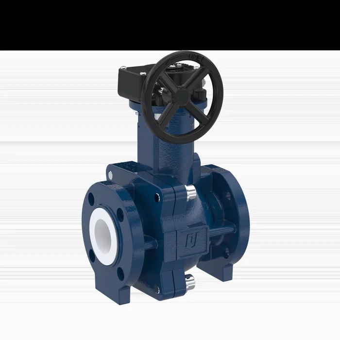 PFA-Flanschkugelhahn FK13 DN40 ANSI 150 aus Sphäroguss mit Handgetriebe