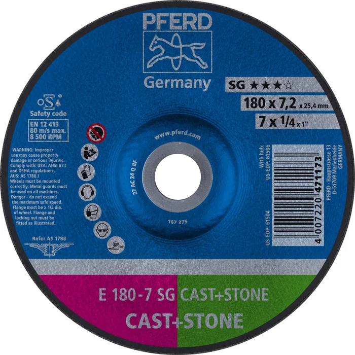 PFERD Schruppscheiben E 180-7 SG CAST+STONE