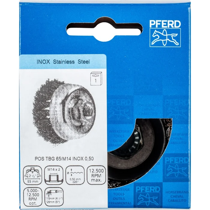 PFERD Topfbürsten mit Gewinde POS TBG 65/M14 INOX 0,50